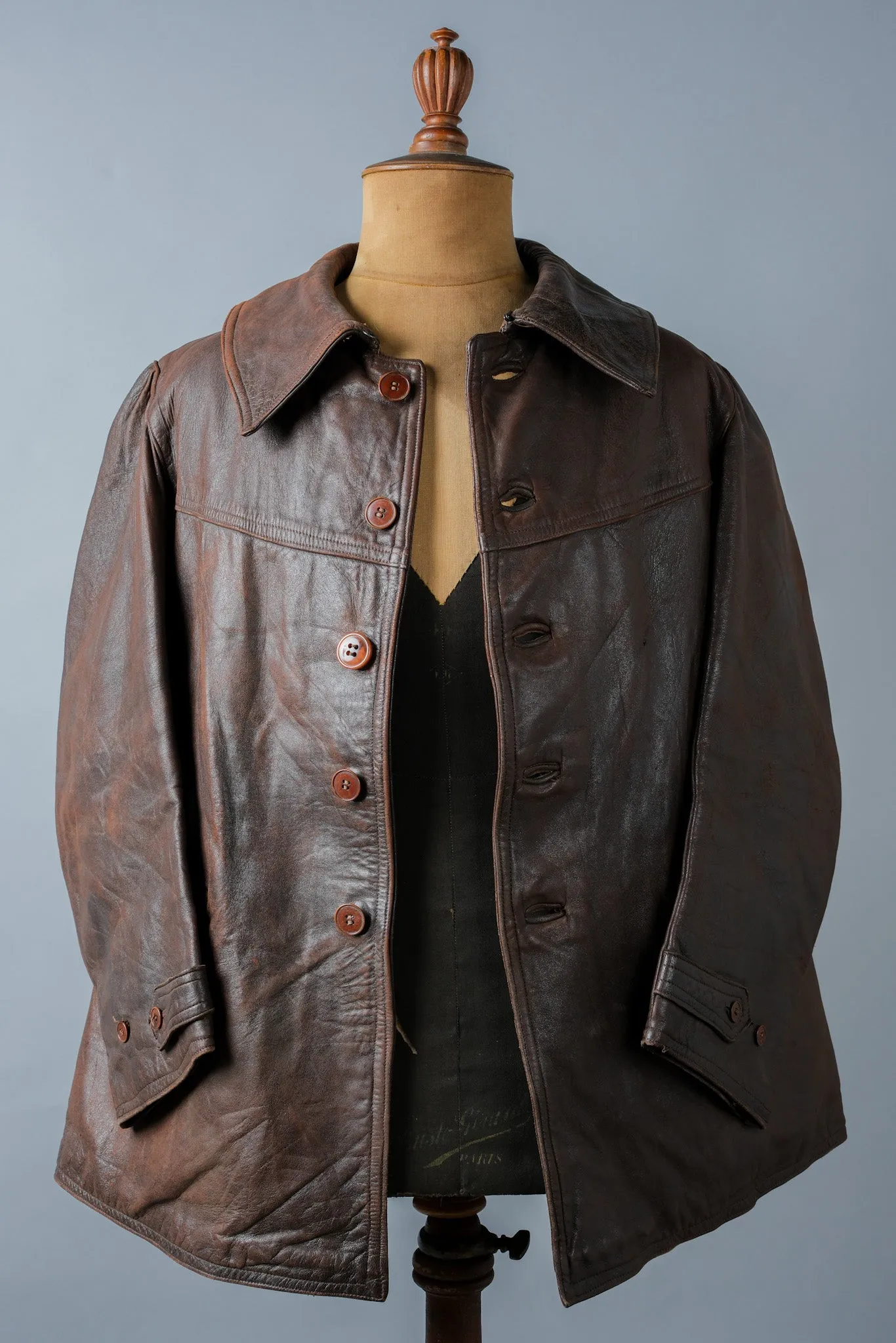 [~ 40's] WWⅱ French Army M35 Tank Crew En cuir Jacket