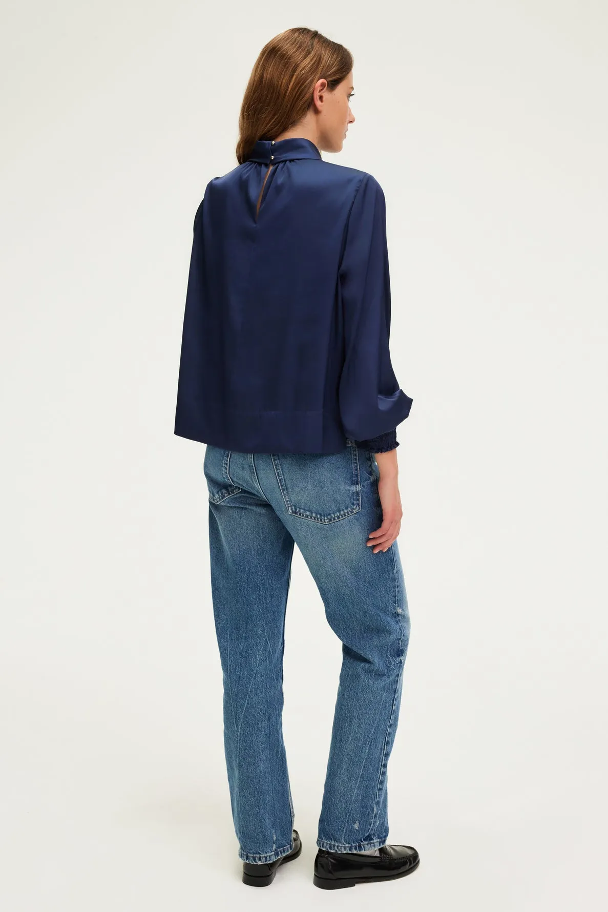 Blouse en satin à col montant - BERYLL