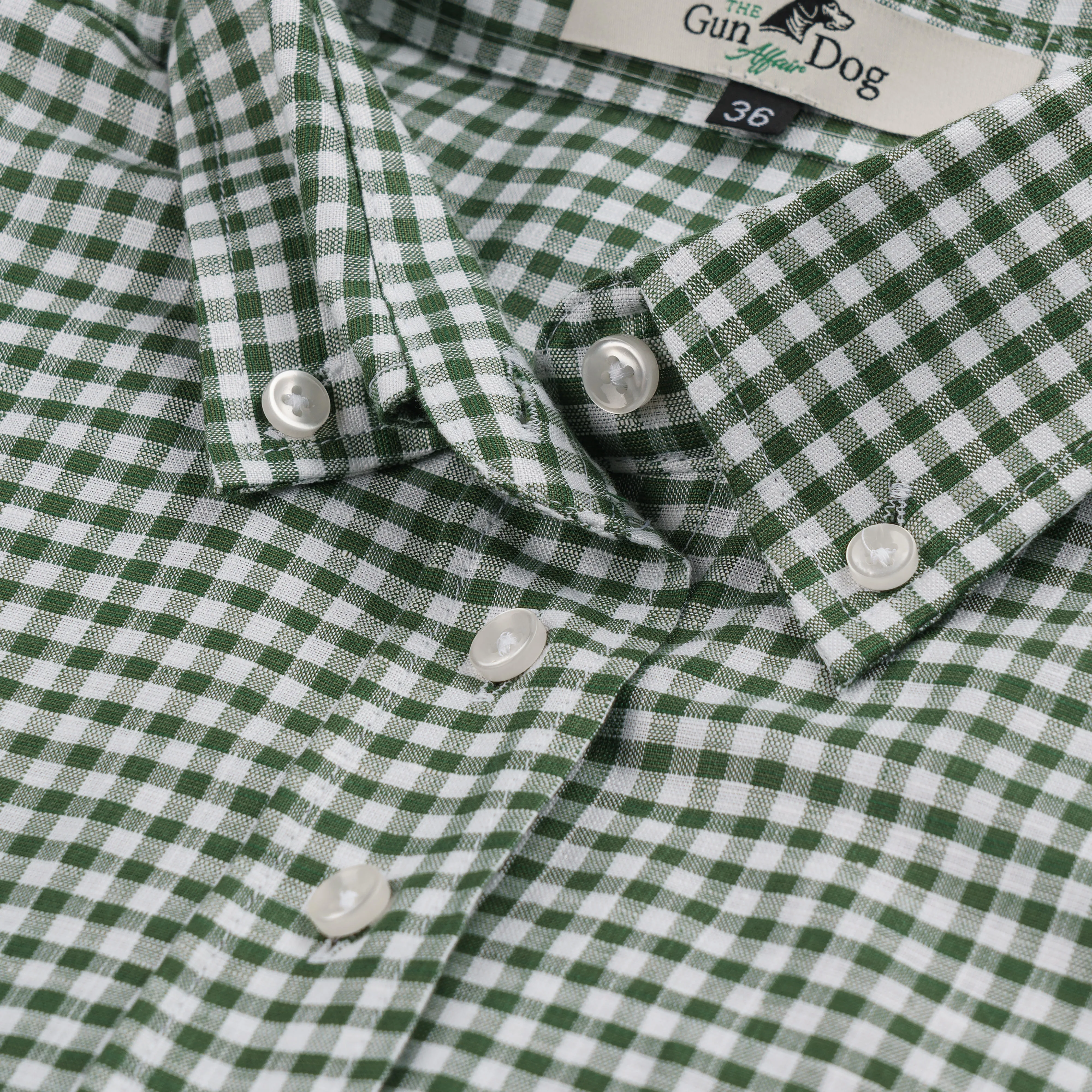 Blouse pour femme, coton/lin, à carreaux, vert/blanc