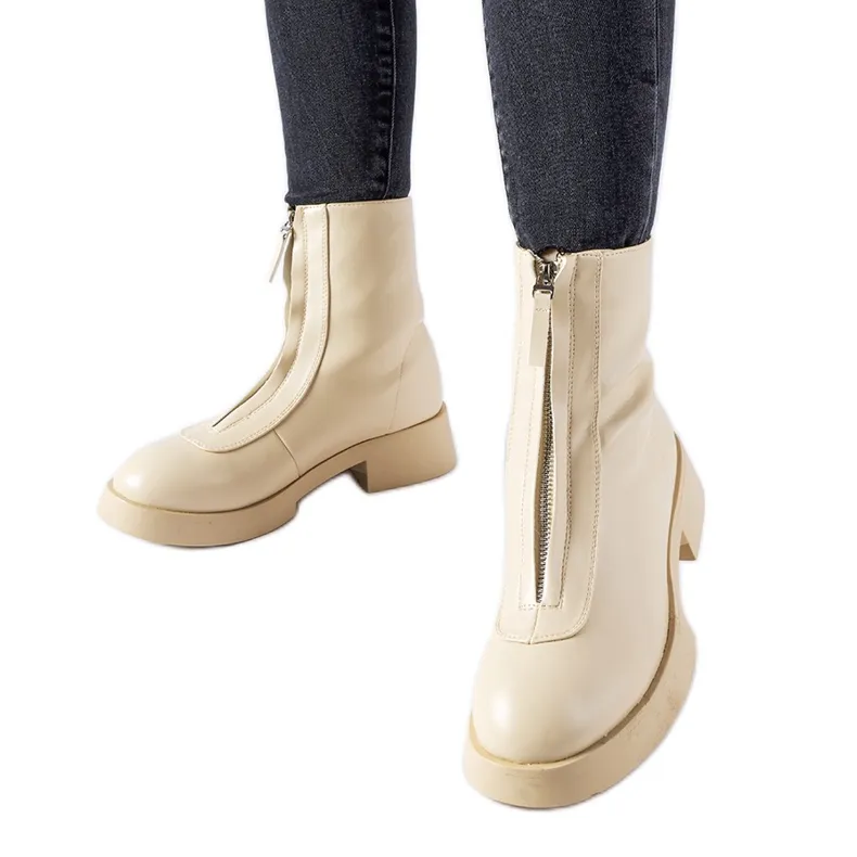 Bottines isolées beiges avec fermeture éclair Baldo