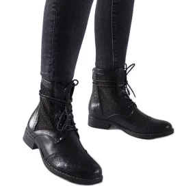 Bottines plates ajourées noires de Reeves le noir