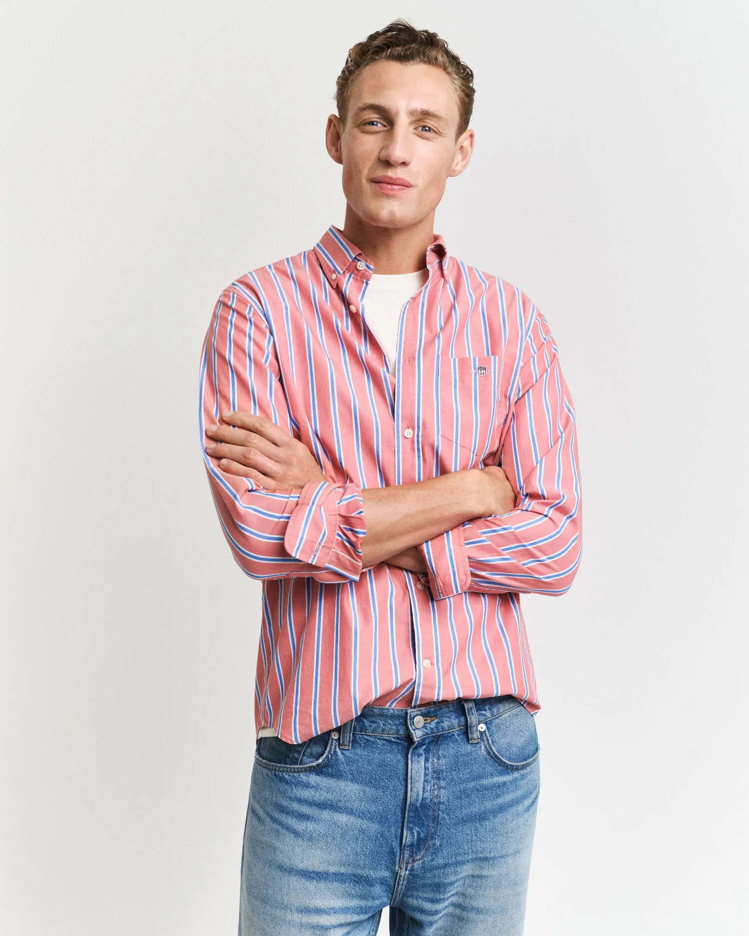 Chemise regular fit en popeline à rayures classique