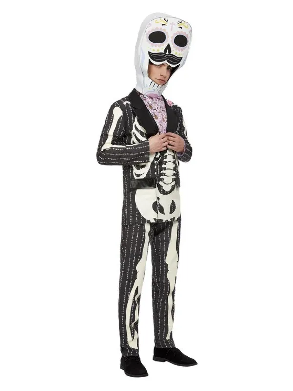 Déguisement jour des morts homme (Veste, haut, pantalon et casque tête de mort)