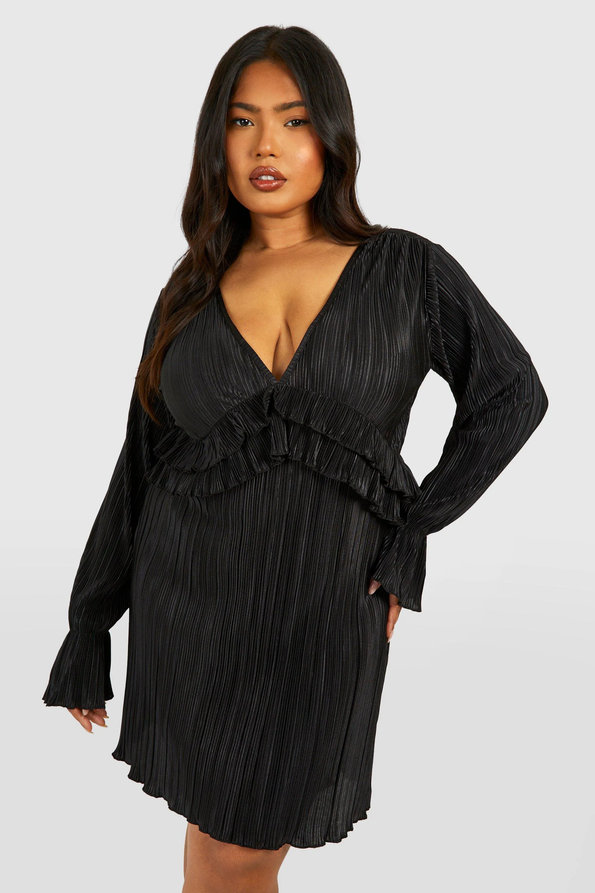 Grande taille - Robe courte plissée à volants