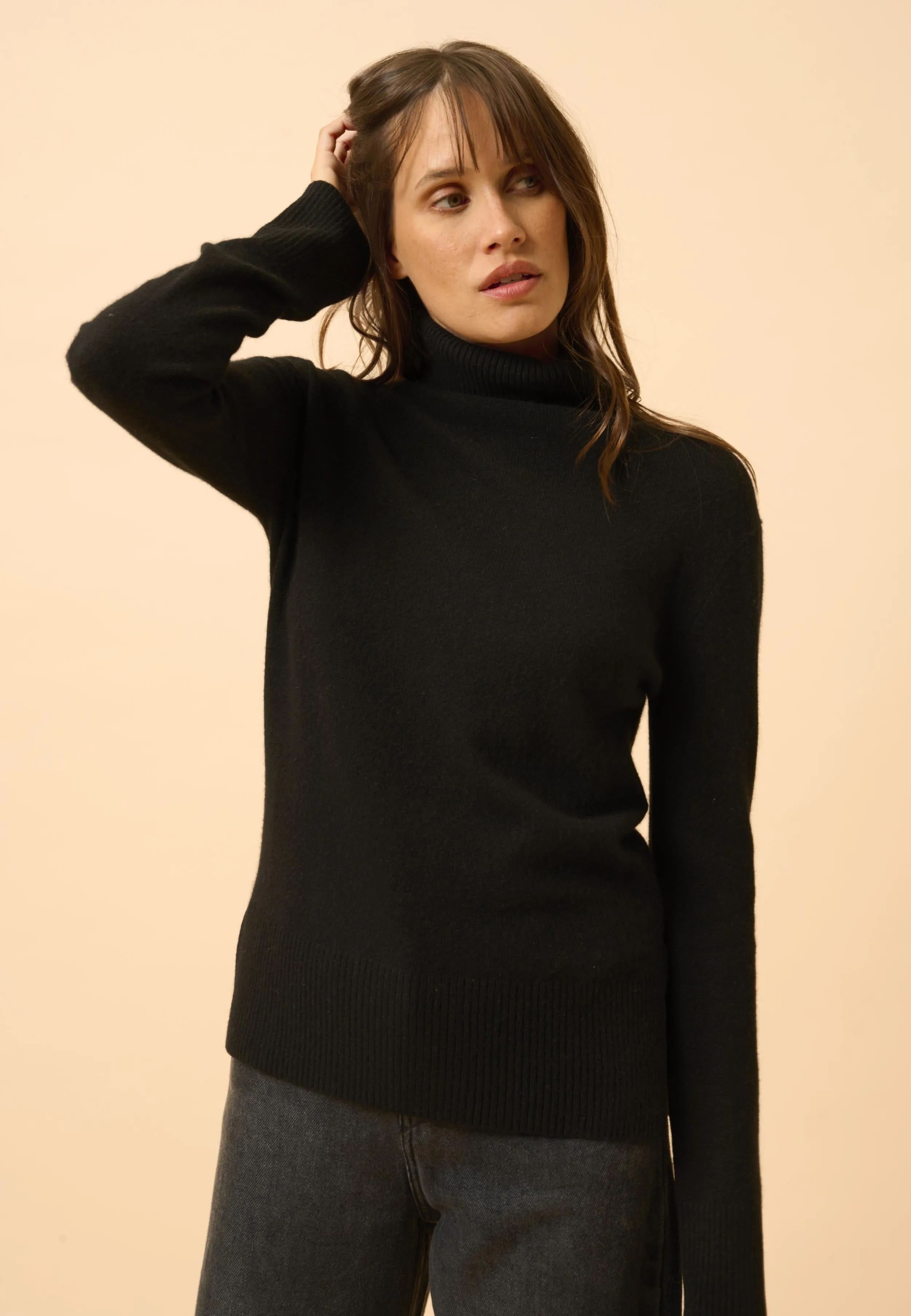 LEXIE pull col roulé noir