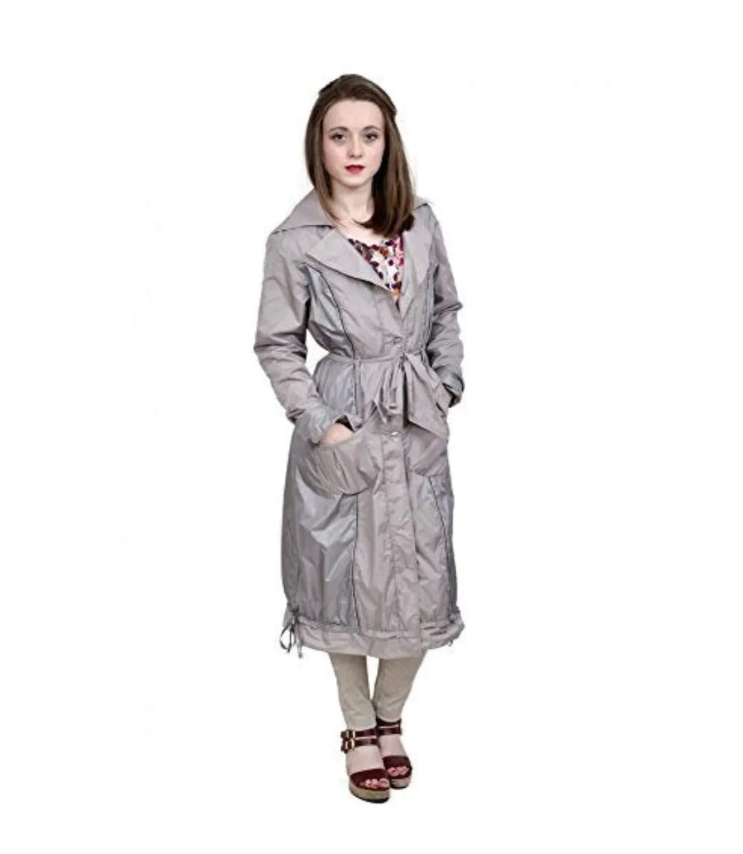 Manteau femme manchs longues nylon couleur gris