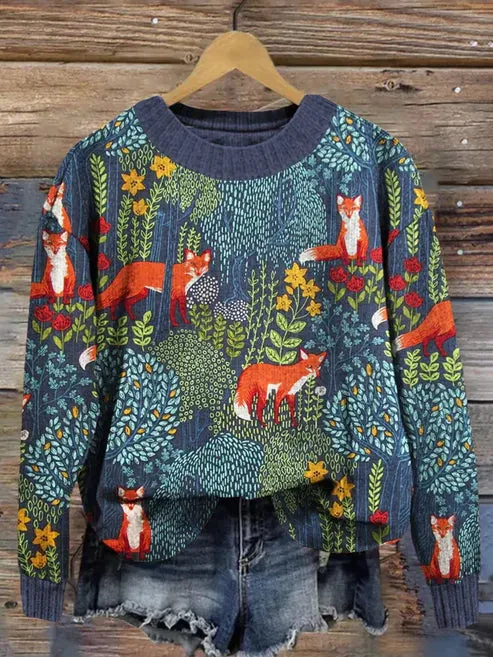 Mila | Pull vintage douillet avec imprimé renard