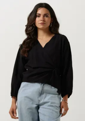 msch copenhagen blouse mschaudia 3/4 wrap top en noir