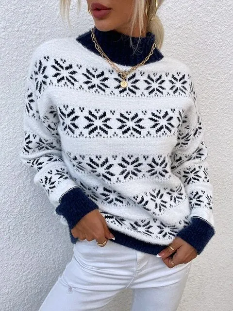Nina | Pull élégant motif flocon de neige