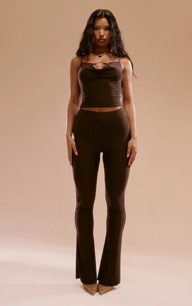 Pantalon moulant flare marron chocolat