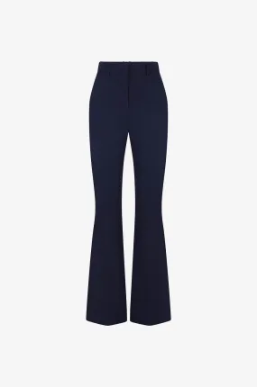 Pantalon évasé taille haute en sergé