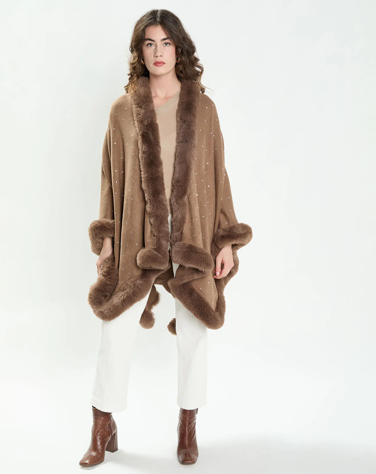 Poncho Camille taupe