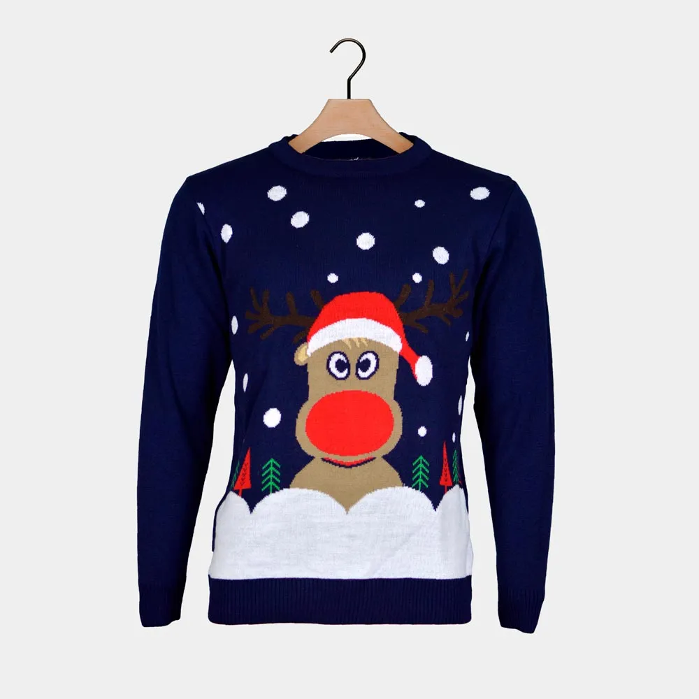 Pull de Nol pour Homme Bleu Marine avec Renne du Père Nol