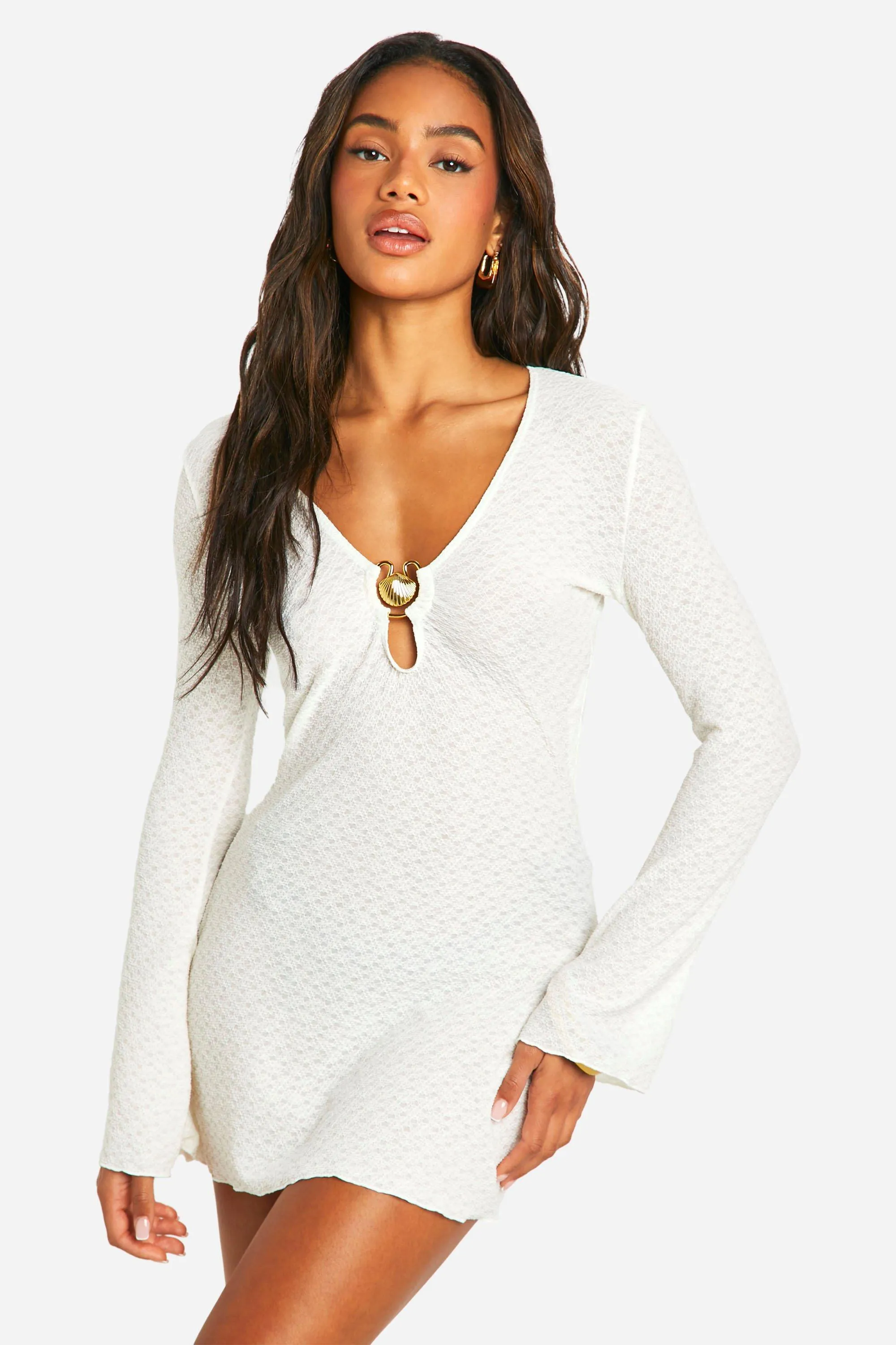 Robe de plage courte à détails coquillages