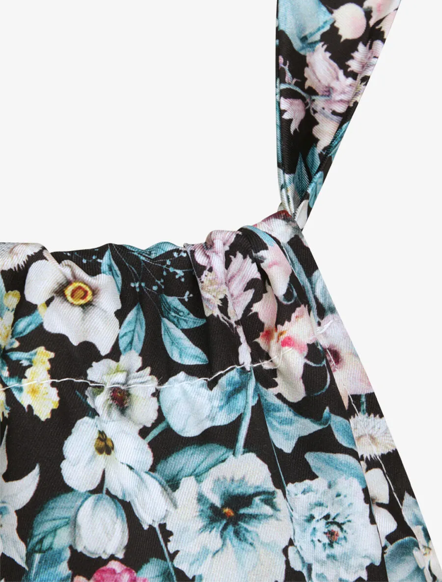 Robe longue à imprimé fleuri - Noir
