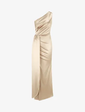 Robe longue unie fendue à une manche