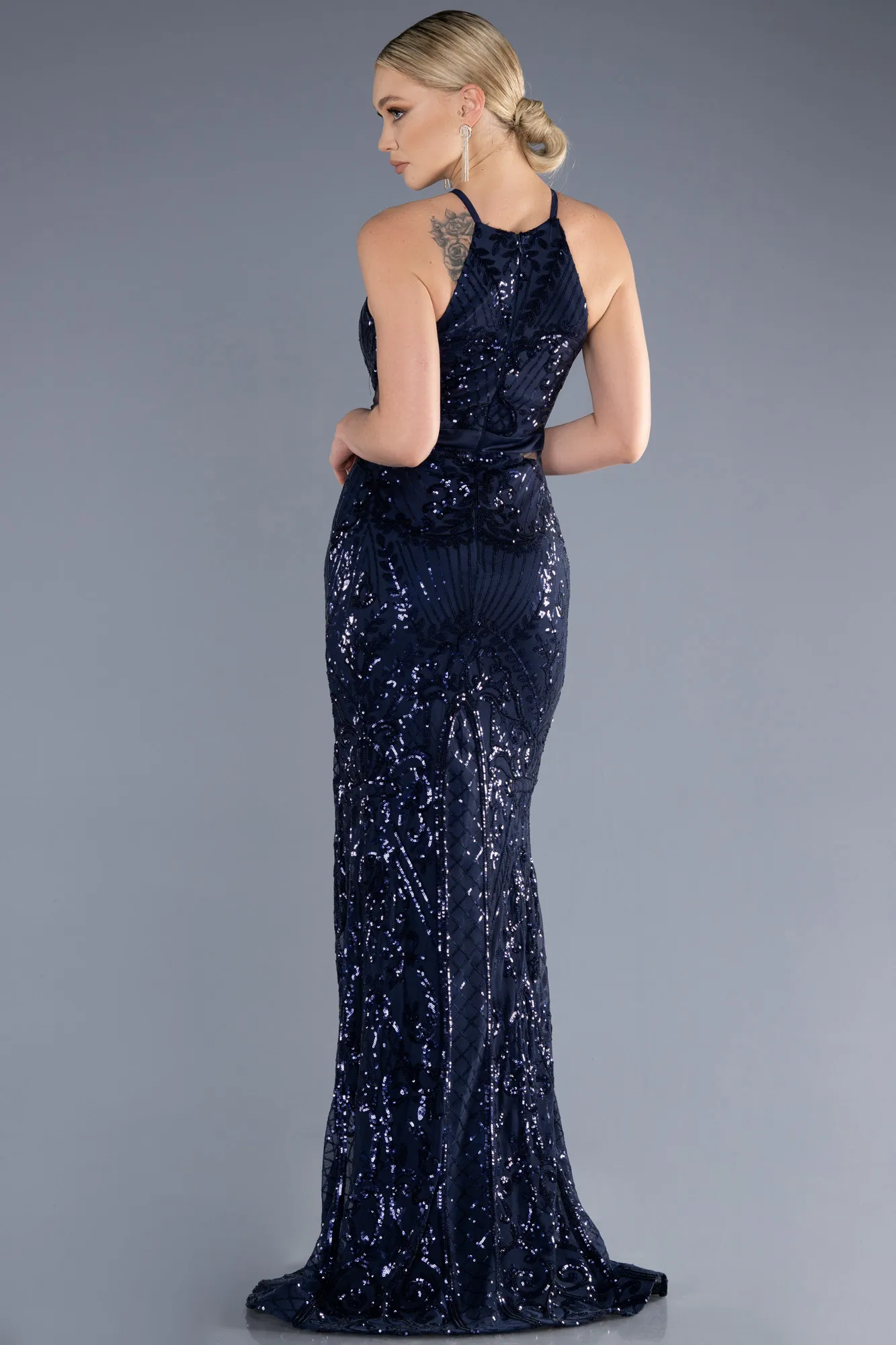 Robe Queue de Poisson Longue Bleu Marine ABU3670