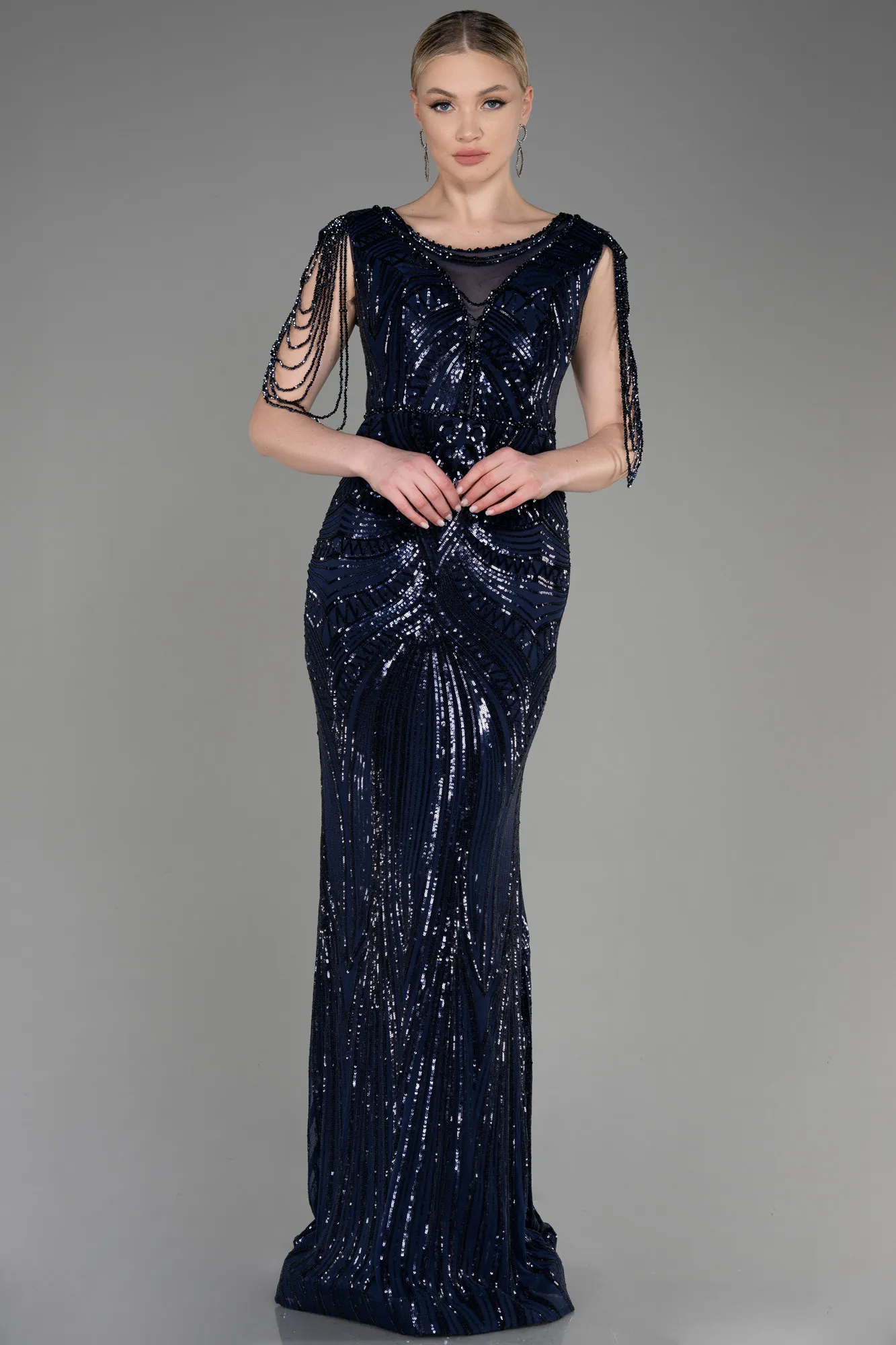 Robe Queue de Poisson Longue Bleu Marine ABU3881