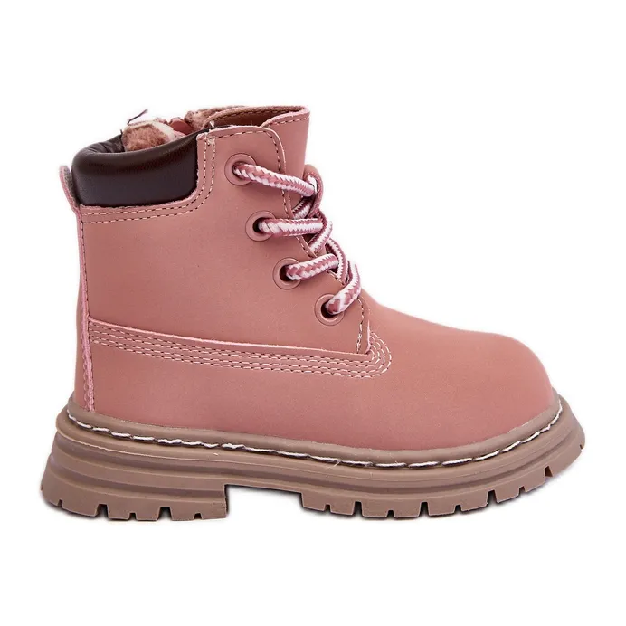 Rose Bottines Trappeur Enfant Bansi Avec Fermeture Éclair