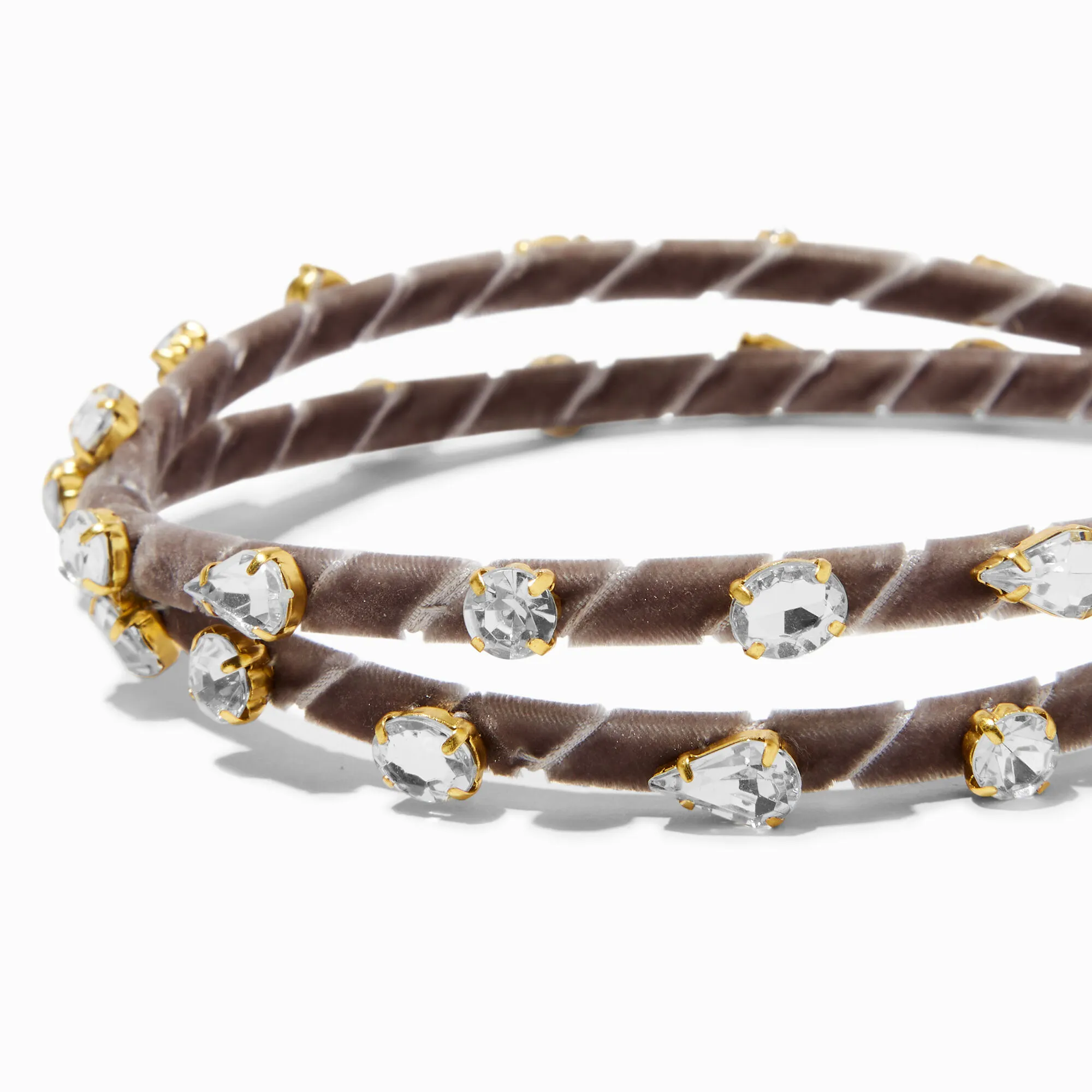 Serre-tête à strass double rang entrecroisés couleur argentée