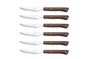 Set de 6 couteaux à steak manches en bois Arcos lames acier inox microdentées