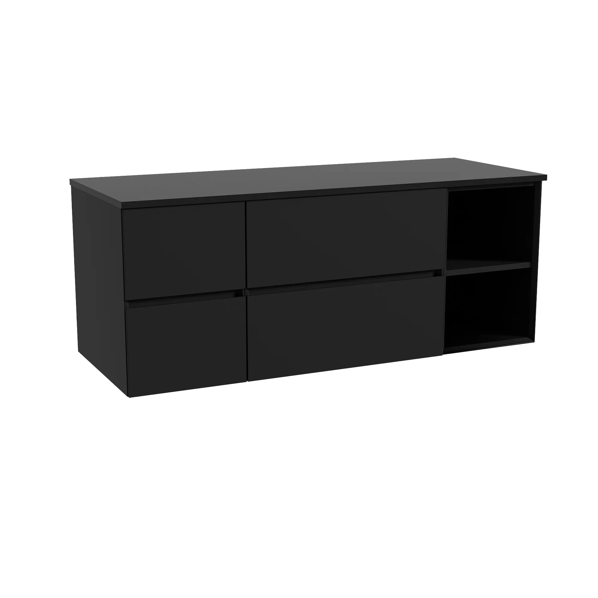 Storke Edge meuble salle de bains suspendu 135 x 52 cm noir mat avec Panton tablette simple ou double en mdf enduit de poudre no