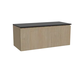 Storke Ribs meuble salle de bains suspendu 120 x 52 cm chêne brut avec Panton tablette simple ou double en mdf enduit de poudre 