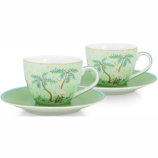 Tasse à Expresso Pip Studio Jolie Gold Dots Green 120 ml (2 pièces)
