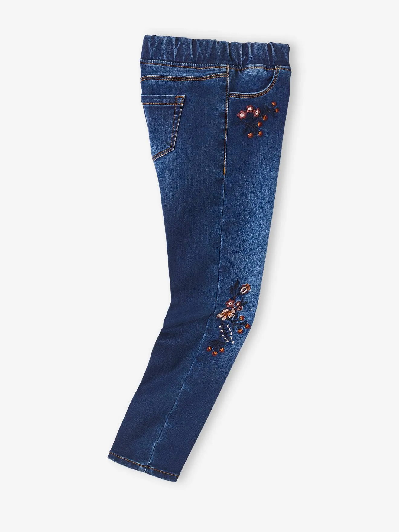 Tregging brodé MorphologiK "waterless" fille tour de hanches médium denim noir - Vertbaudet