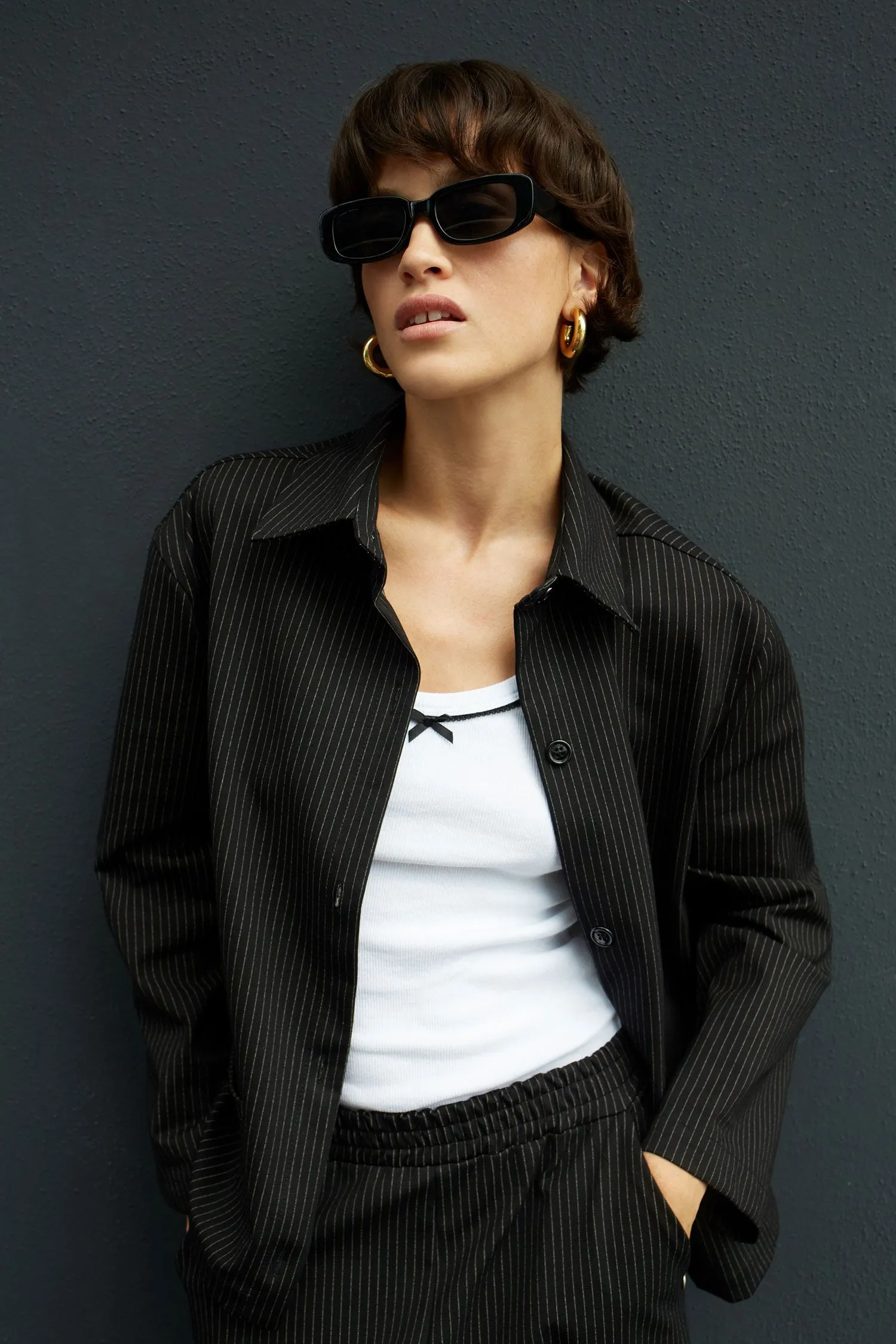 Veste style chemise à rayures fines