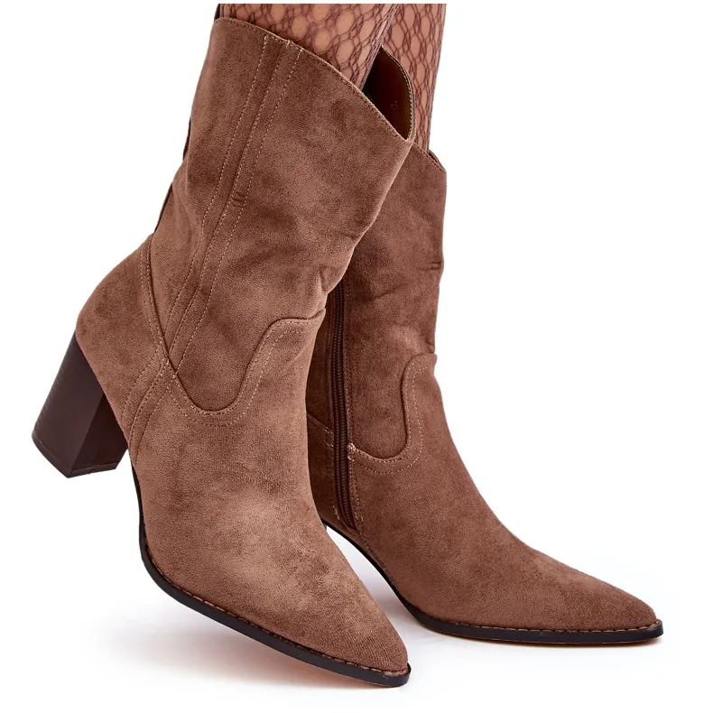 WD1 Bottines cowboy pour femme, beige foncé, Danell